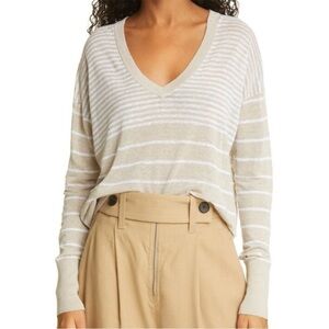 NWT Judith & Charles Linen Poppy Stripe Lightweight Sweater